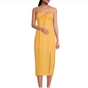 NWT Gianni‎ Bini Maya Ruched Tie Sweetheart Neckline babydoll Midi Dress slit 2